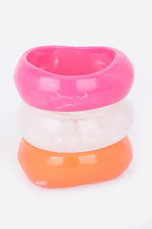 040725 The 3 Set Multi Resin Bangle Bracelet