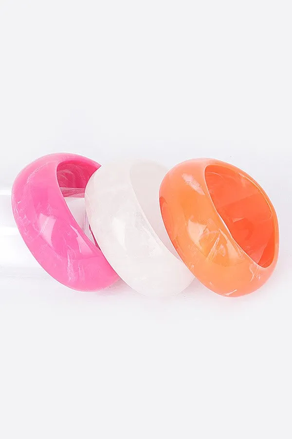 040725 The 3 Set Multi Resin Bangle Bracelet