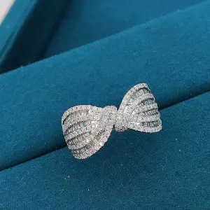 Bow Shape Rings for Women Silver Color Fashion Modern Design