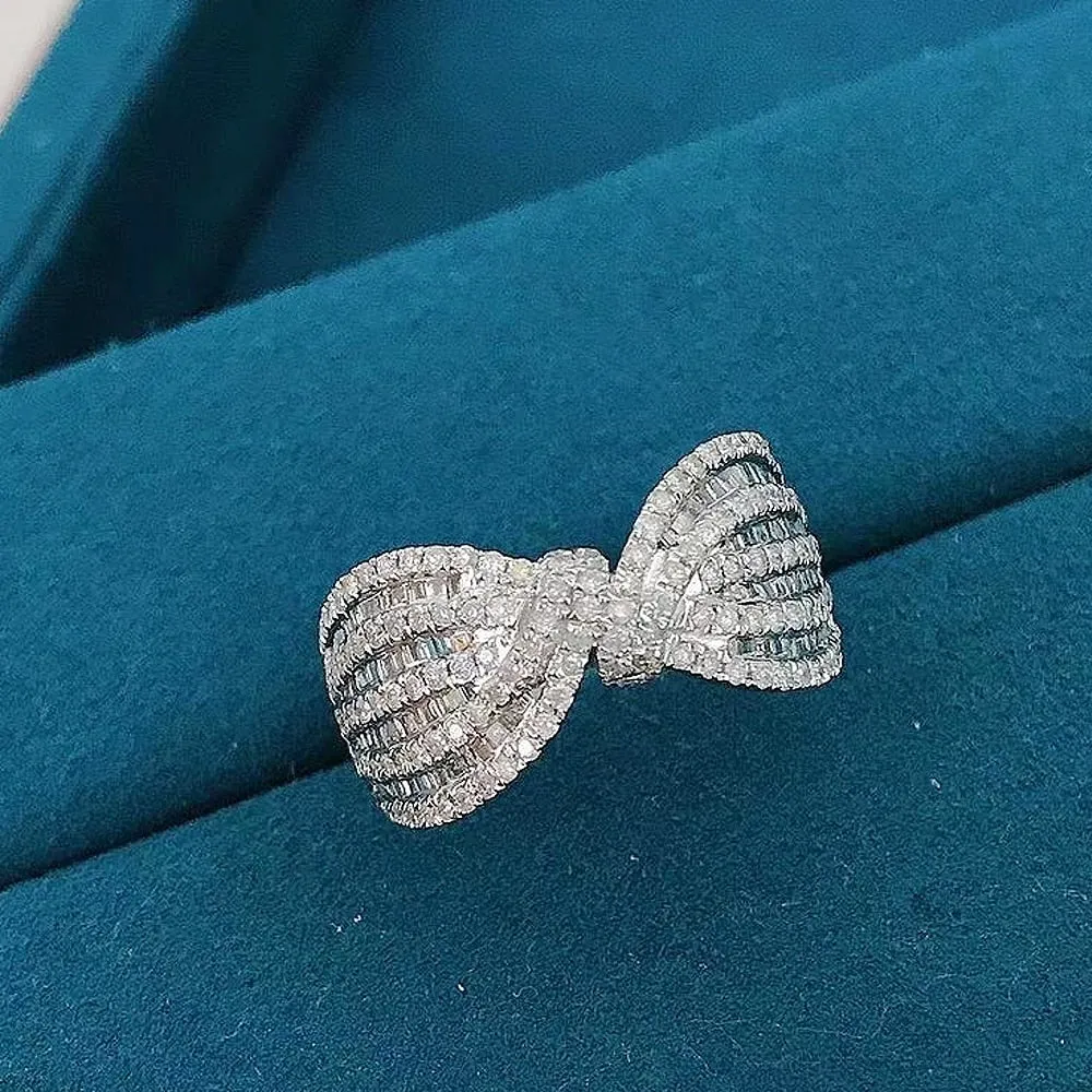 Bow Shape Rings for Women Silver Color Fashion Modern Design