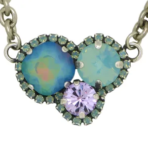 Dorata Handmade Sunset Trio Blue Pacific Opal Violet Pendant Necklace wear with Mariana