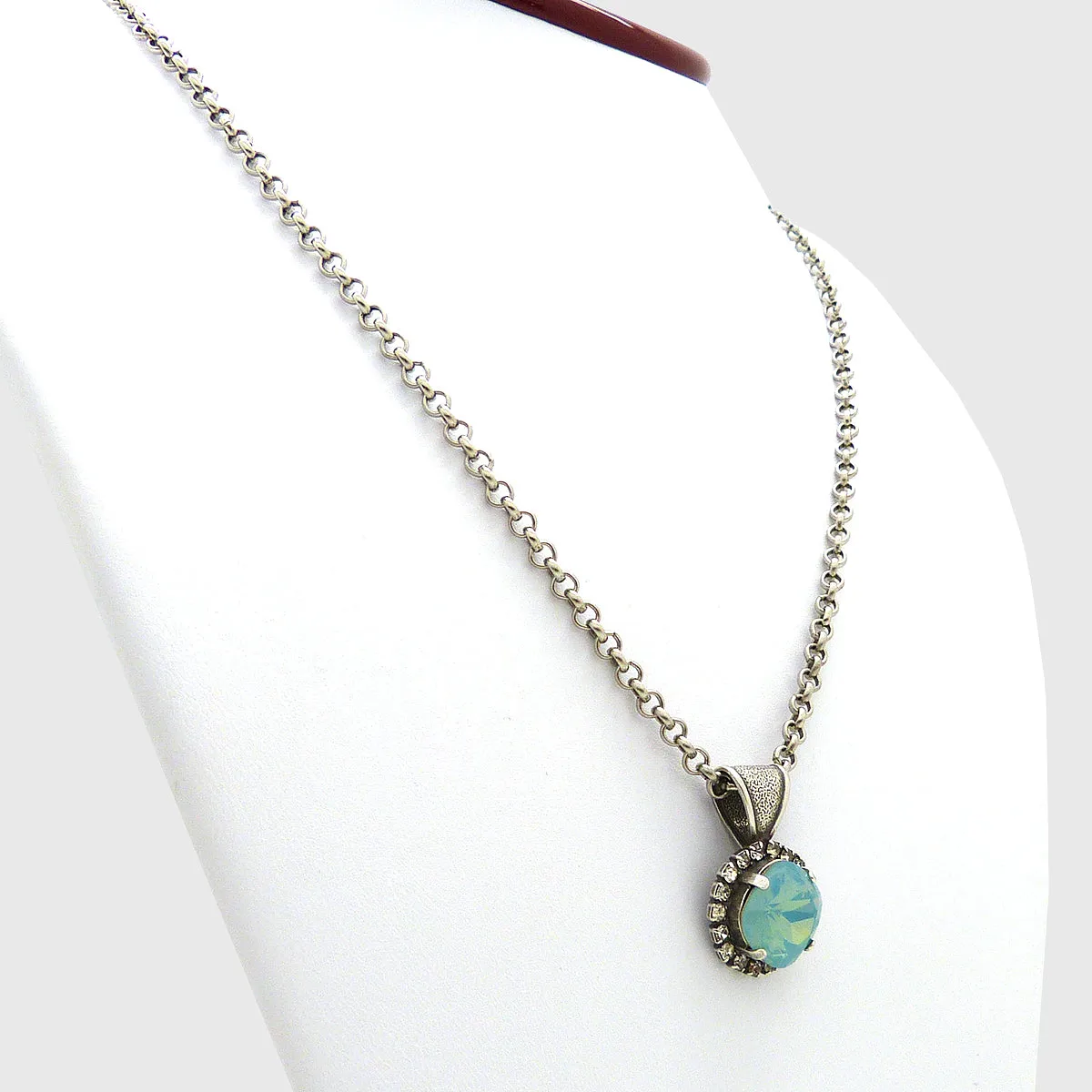 Dorata Handmade Swarovski Bail Pendant Necklace wear with Mariana Pacific Opal