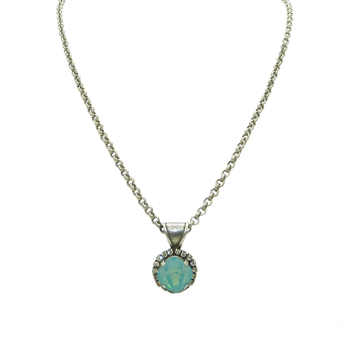 Dorata Handmade Swarovski Bail Pendant Necklace wear with Mariana Pacific Opal