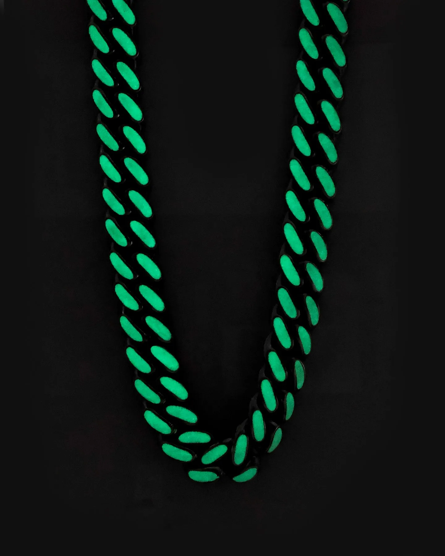 EN ES Glowed Up Miami 18" Choker Silver/Green