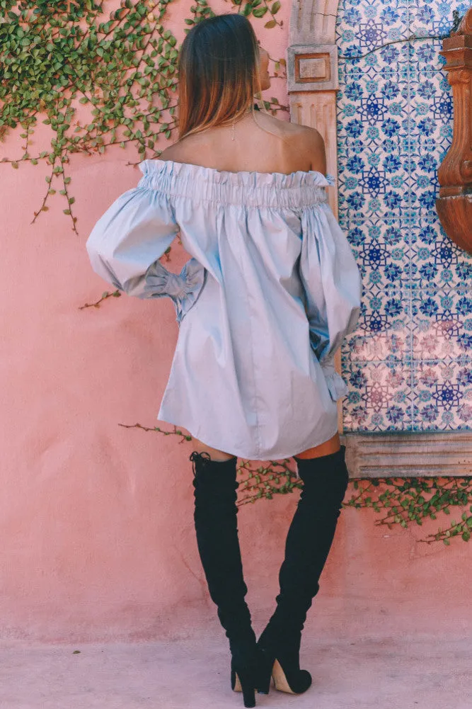 Falling Skies Dress Ice Blue