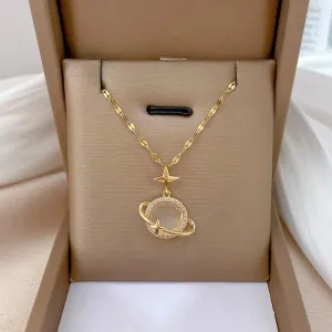 Korean Opal Star Pendant Necklace  Stainless Steel Adjustable Choker, Bridal Jewelry Gift for Women (Wedding, Party, Daily)