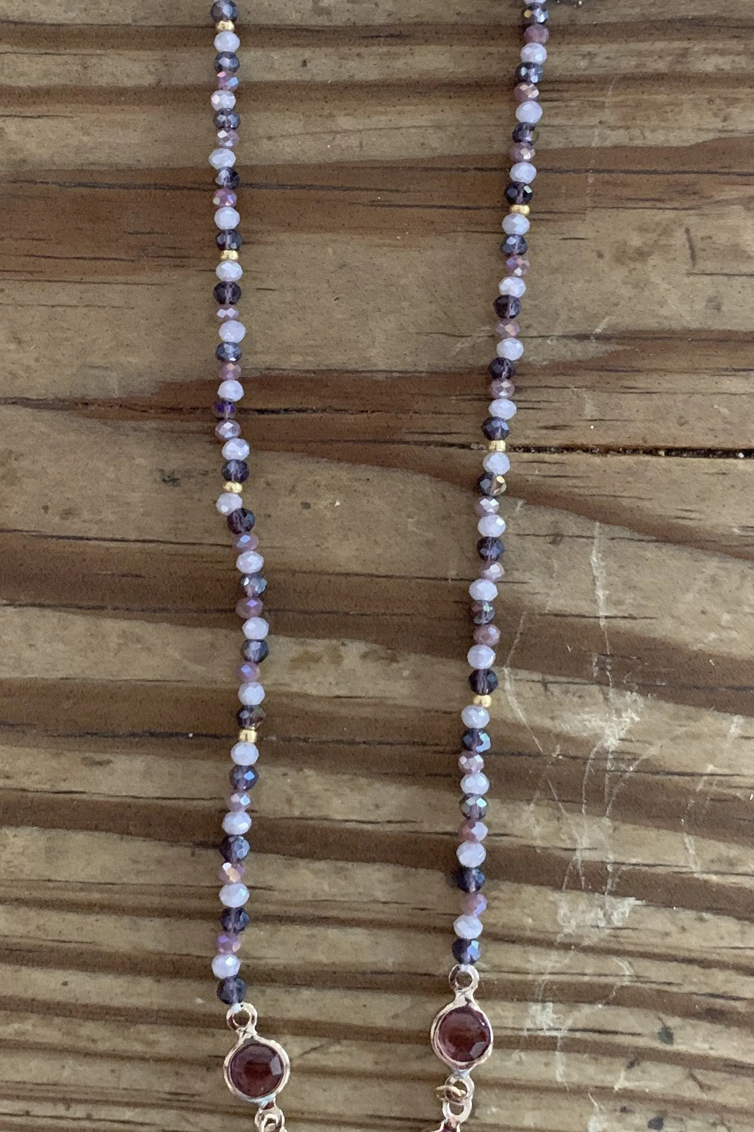 Lavender Semi Precious Crystal Bead Choker Necklace