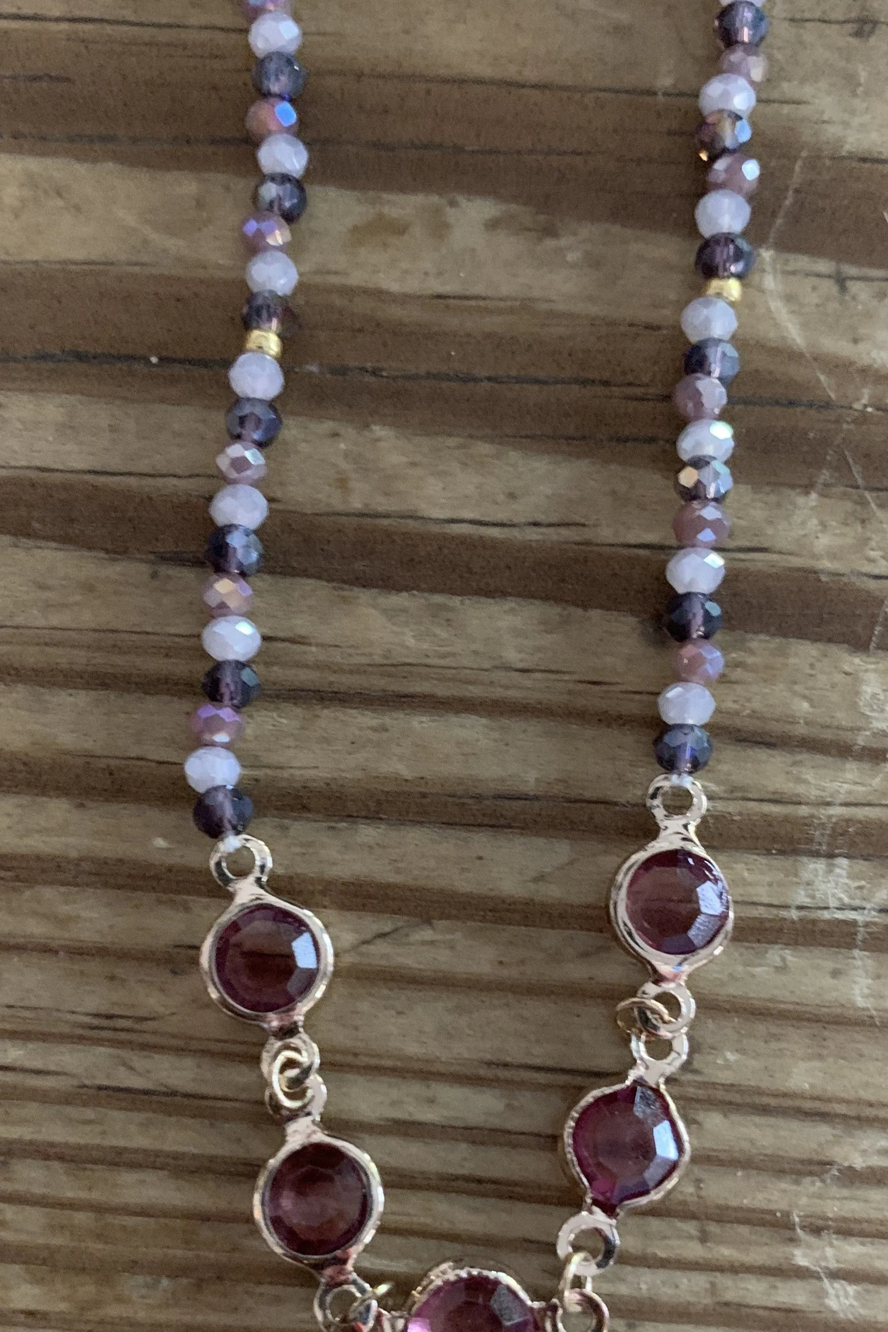 Lavender Semi Precious Crystal Bead Choker Necklace