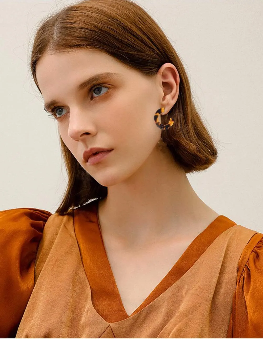 Leopard Hoop Earrings - Tortoise Shell Acrylic Resin Earrings