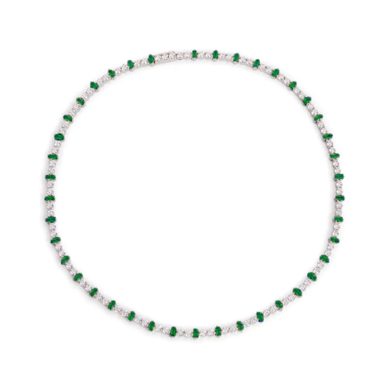 Nickho Rey Mila Necklace - Clear/Green/Silver