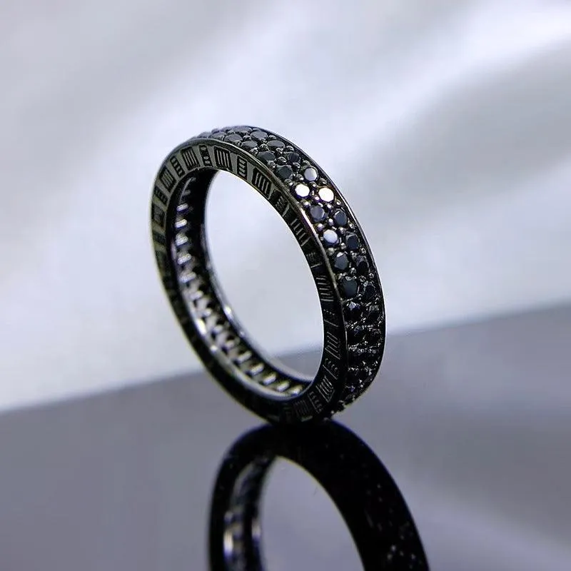 Silver Fashion Black Diamond Stackable Ring