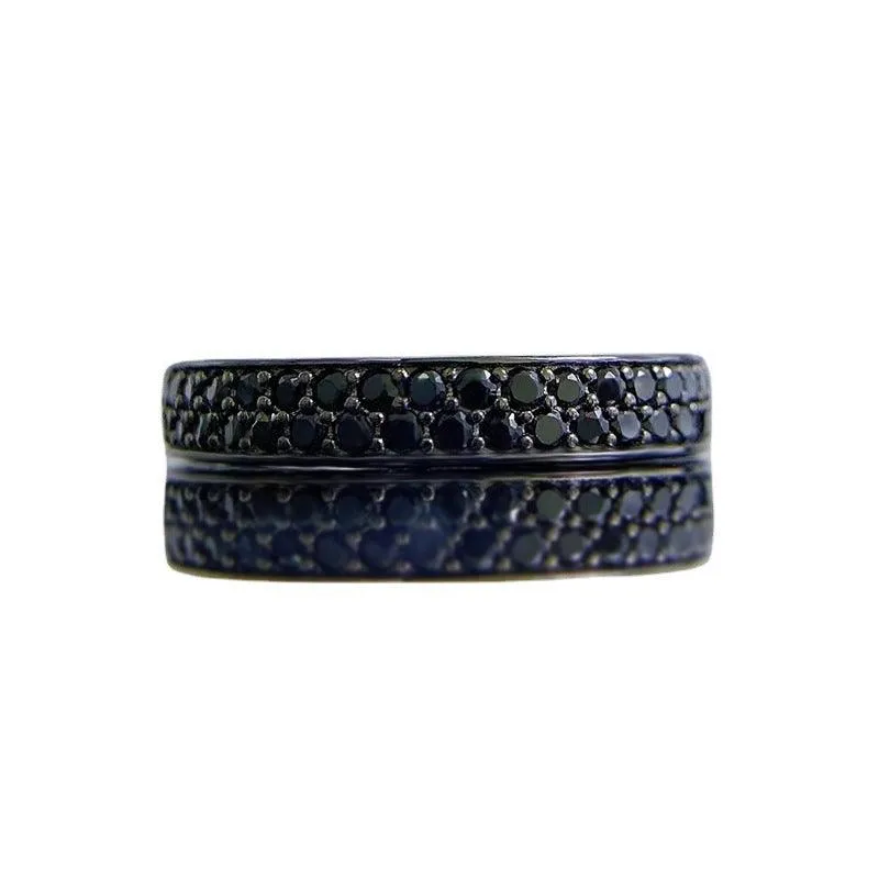 Silver Fashion Black Diamond Stackable Ring