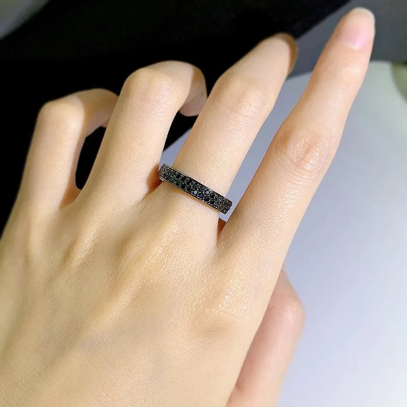Silver Fashion Black Diamond Stackable Ring