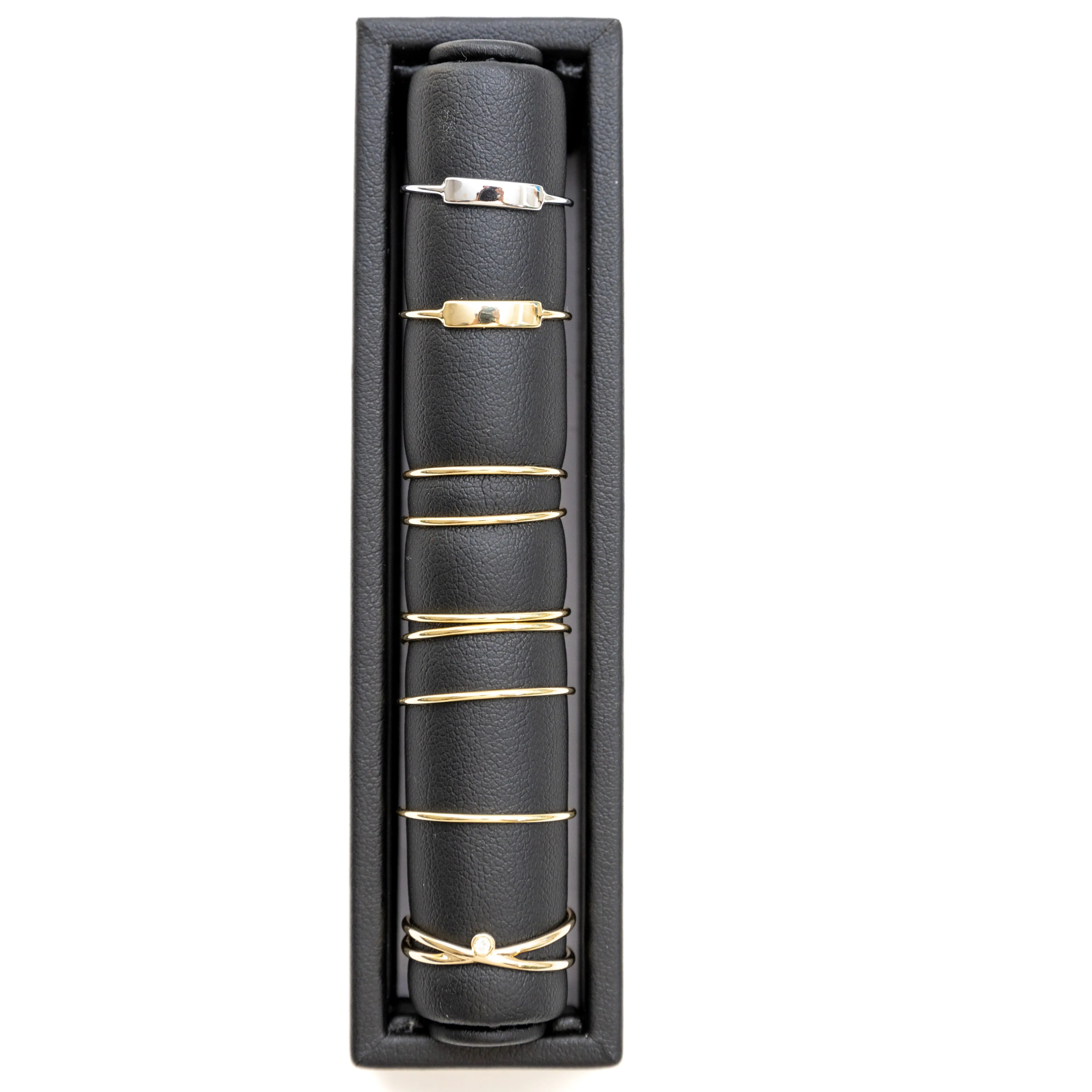 Skinny signet stackable bar ring